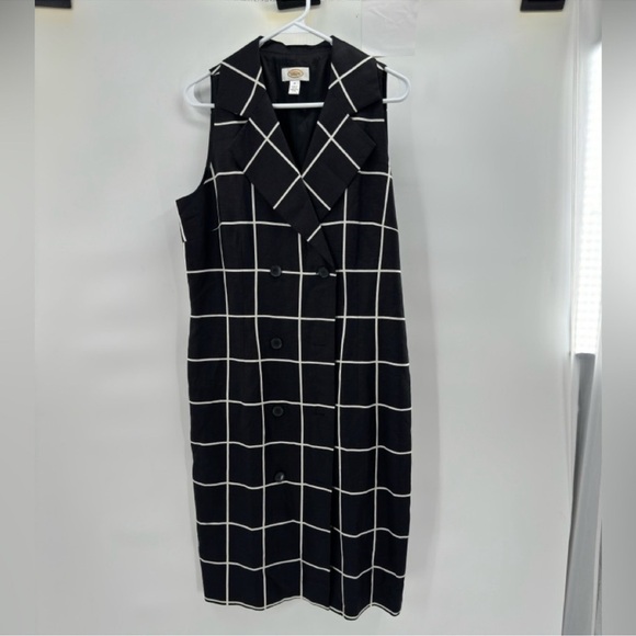 Talbots black white sleeveless wrap dress size 16 vintage - Picture 2 of 9